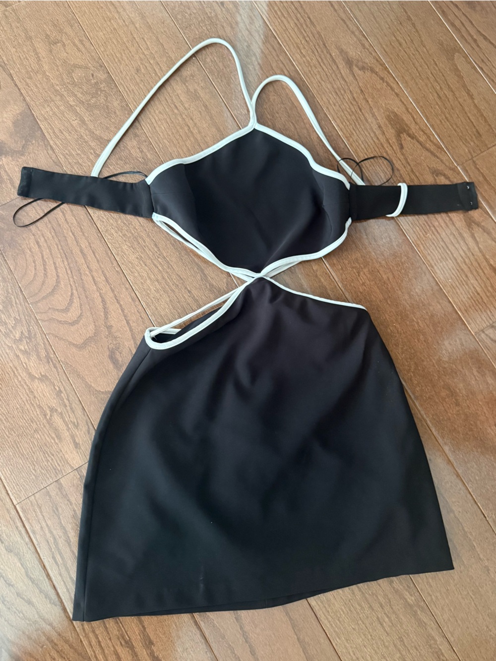 Zara Black Mini Dress with White Piping